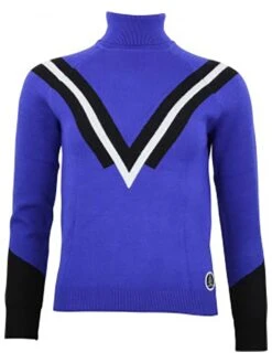 Rollkragenpullover In Blau/ Schwarz