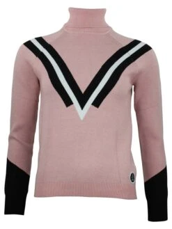 Rollkragenpullover In Rosa/ Schwarz