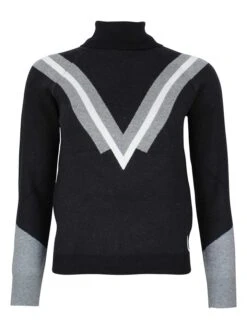 Rollkragenpullover In Schwarz/ Grau